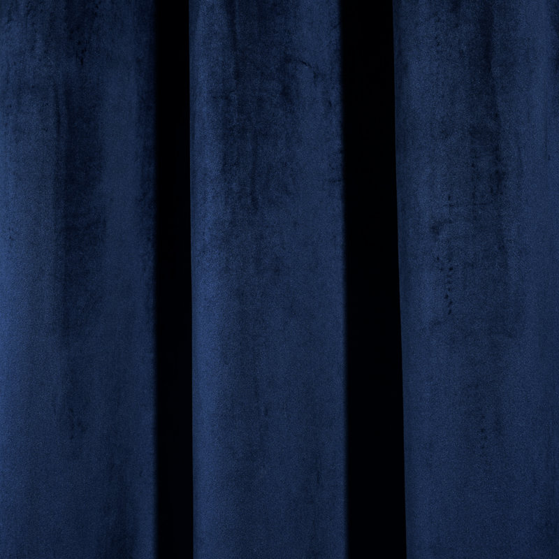 Prima Velvet Solid Velvet Room Darkening Curtain Pair, Navy, 38"W x 63"L