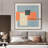 Color Block Design with Orange, Blue, and Cream Tones Extra Large Framed Wall Art Print Decor (Frame Assembly Required)-105075797