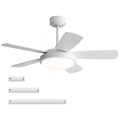 42 Inch White Ceiling Fan With 22W LED Light And Remote Control MDF Blades Reversible DC Motor