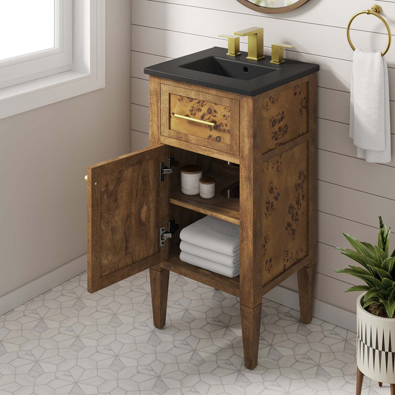 Modway Elysian Free Standing Single Bathroom Vanity with Manufactured Wood Top, Brown, Black