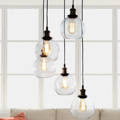 Luminaire suspendu sphère 5 lumières Buragate