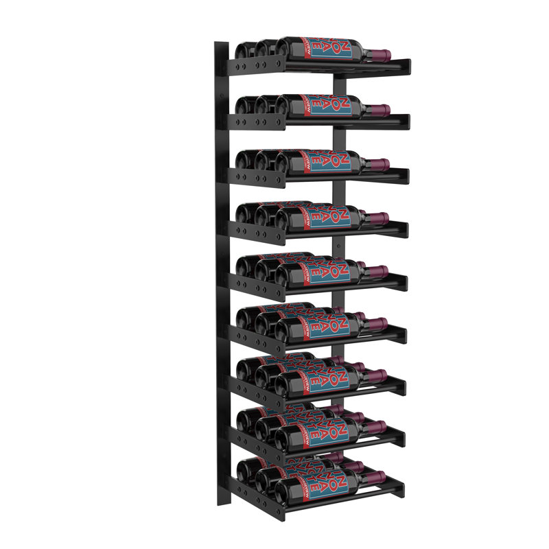 Abbie-Marie Wall Mounted Wine Bottle Rack, Matte Black, 5" H x 27.75" W x 8.25" D