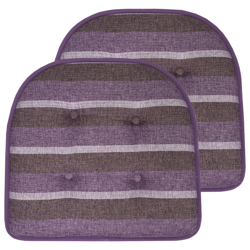 Bradford Striped Indoor U Shaped Memory Foam 17" x 16" Chair Cushion, Purple, 12