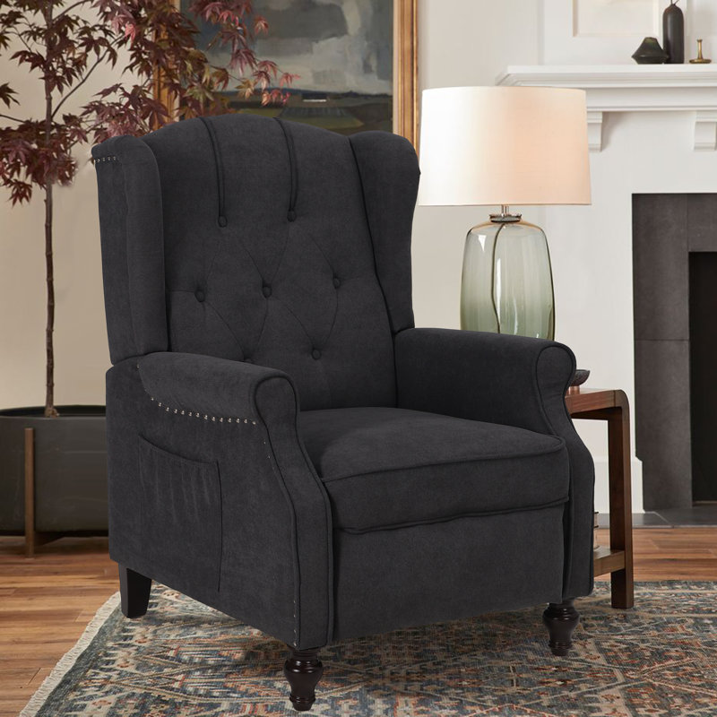 Fauteuil inclinable à oreilles avec massage et chaleur Accent, Mélange de lin gris foncé