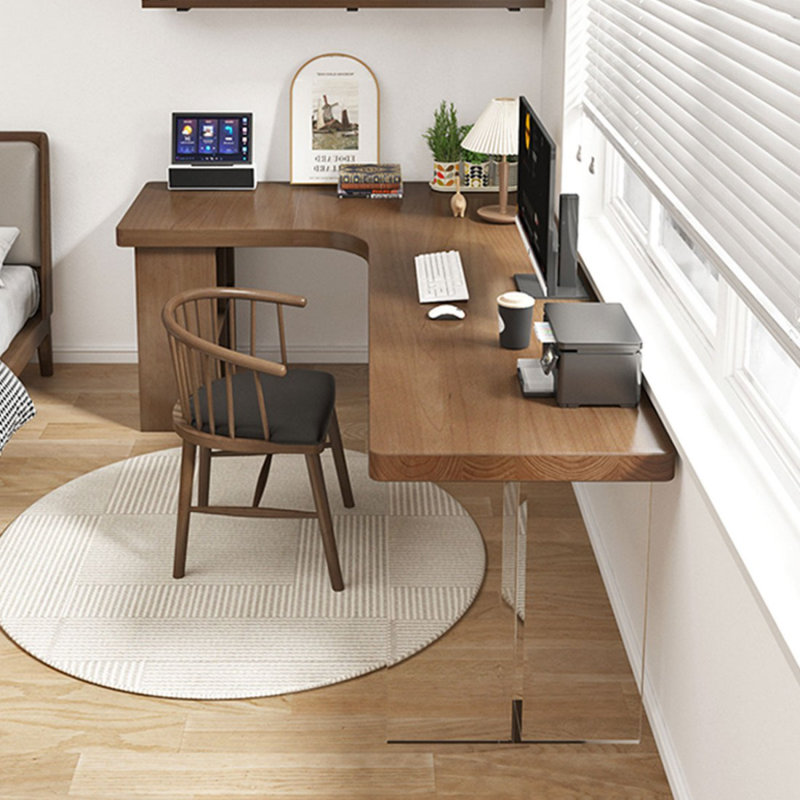 Bureau de direction en L en bois massif brun noisette, H 29,53 po x l 70,87 po x P 55,12 po, Retour à gauche