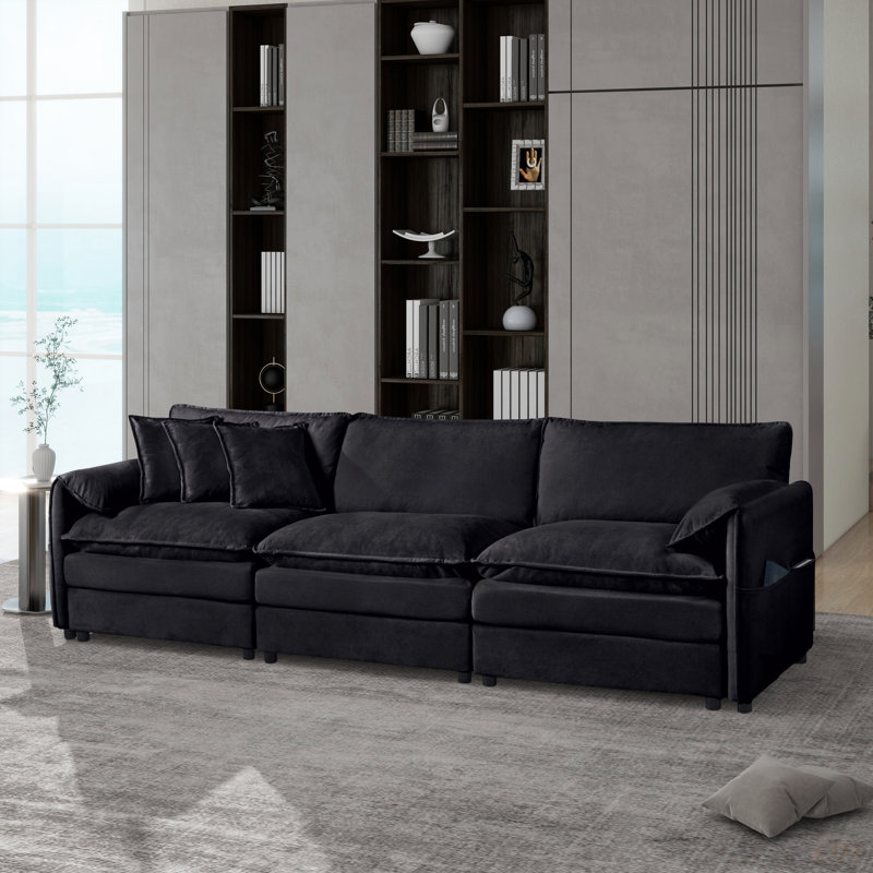 Oversized Deep Seat Sectional Sofa, Modern Cloud Couch, Large 3 Seater Modular Sofa With 3 Pillows For Living Room Bedroom Apartment Office,DIY Combination (Sectional)