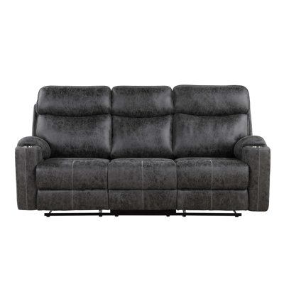Manual Recliner Sofa with Cupholder Function, Upholstered in Microfiber for Comfort and Style in Any Living Space
