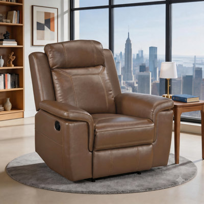Fauteuil inclinable manuel en cuir fleur de qualité supérieure Elara