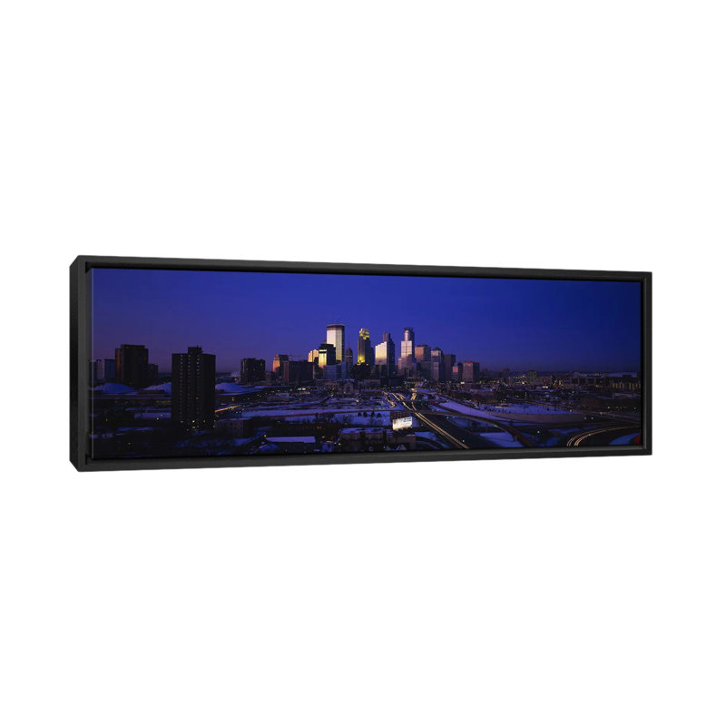 Skyscrapers at Dusk, Minneapolis, Minnesota par Panoramic Images - Giclée sur toile tendue avec châssis, Toile tendue
