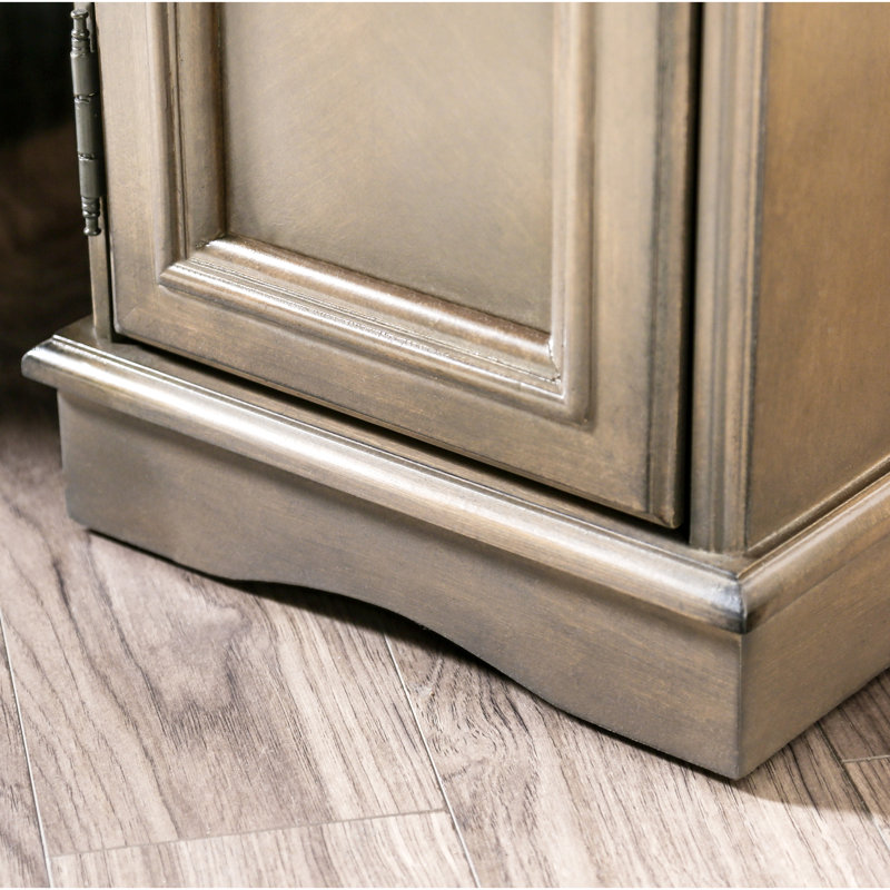 Abrahamson Drum End Table with Built-In Outlets, Grey