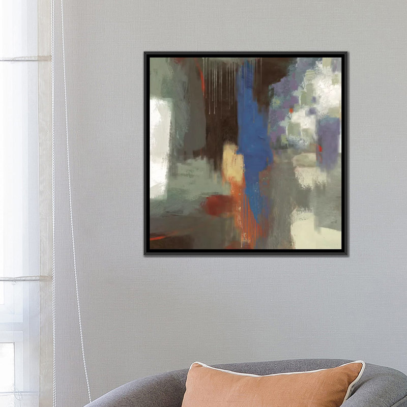 «Blue Abstract» par PI Studio - reproduction sur toile, H 18 po x l 18 po x P 1,5 po, Toile avec cadre noir, Pas de tapis