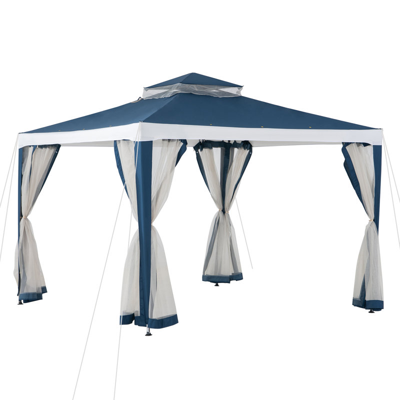 Pavillon de jardin à toit souple Sunjoy, Bleu marine/blanc, Bordure de jardin x 10 pi,
