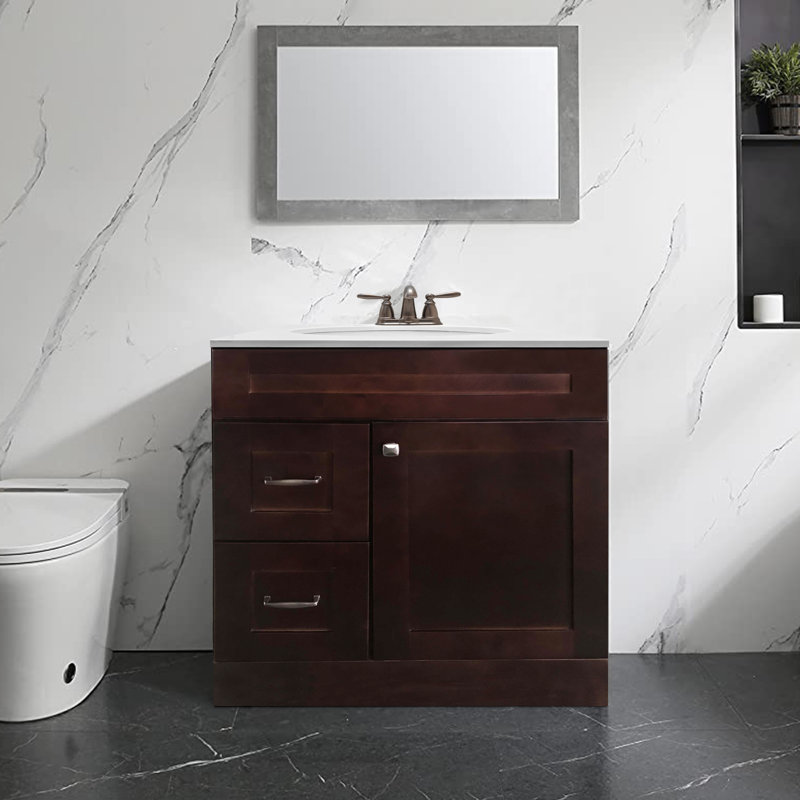 Espresso Shaker 30'' Solid Wood Bathroom Vanity with Drawers