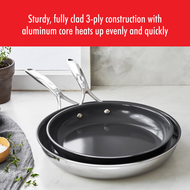 ZWILLING Energy Plus Stainless Steel Ceramic Nonstick Fry Pan Set