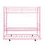 Lit superposé en métal avec lit gigogne rose - Délice de chambre à coucher moderne, conception d'espace, construction durable, fonctionnement silencieux et stable, grande capacité de charge, escalier sécuritaire inclus, lit simple