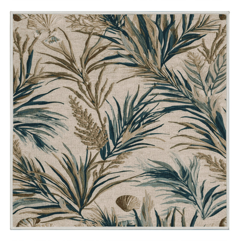  Washable Coastal Garden Coastal Area Rug, Carré 6 pi