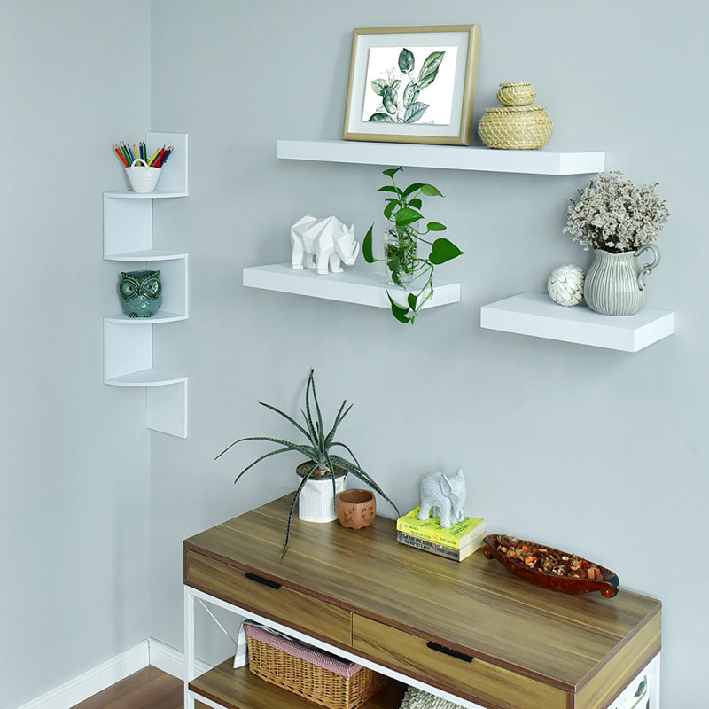 Bovina Floating Shelf, White, 2" H x 16" W x 9.25" D