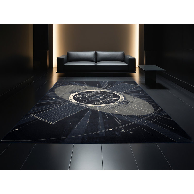 Tapis gris moelleux à motif géométrique moelleux et moderne de l'espace, 5 x 7