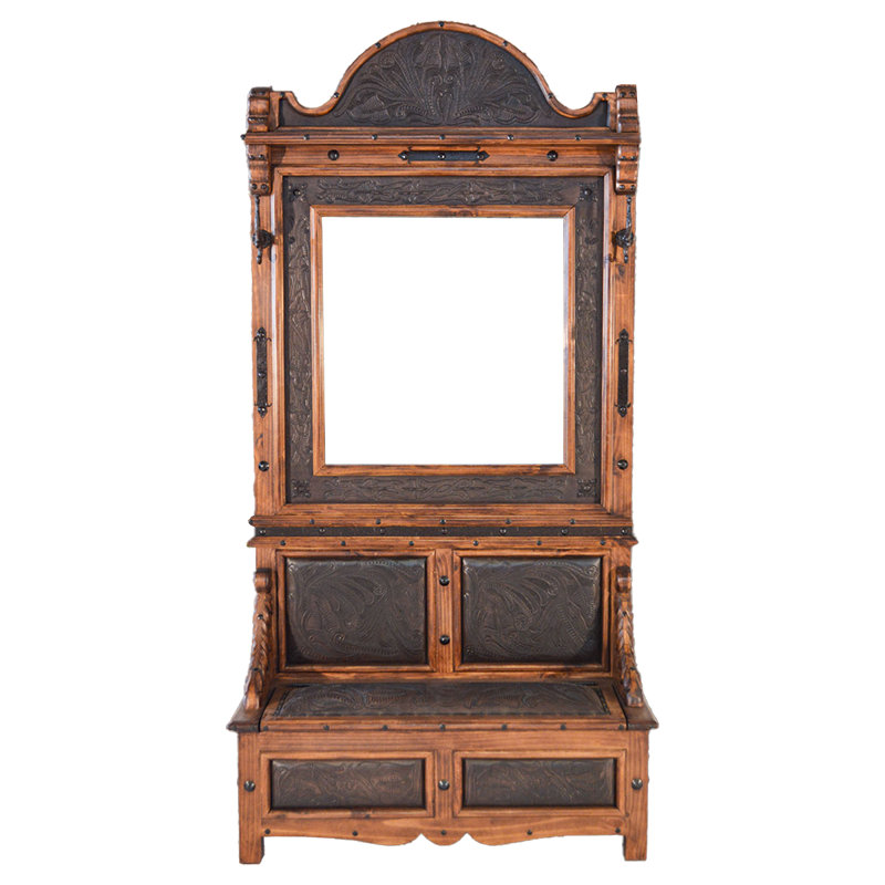 Rancho Heritage Tooled Leather Entryway Hall Tree