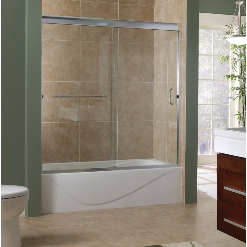  Porte de baignoire sans cadre 60 "x 60" Bypass, Argent