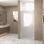 Porte de douche pivotante avec cadre en aluminium brossé, demi-porte de douche
