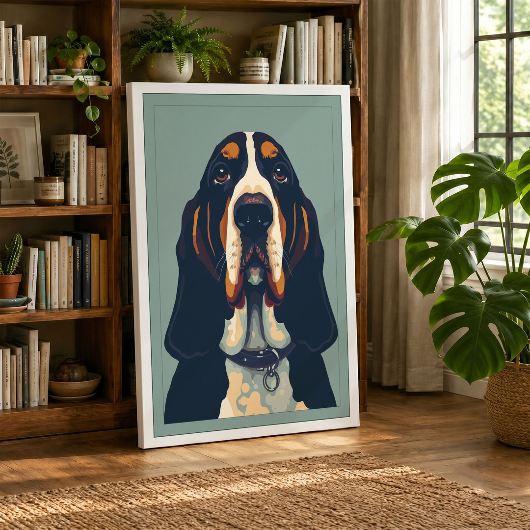Dignified Basset Hound Modern Canvas Art Print