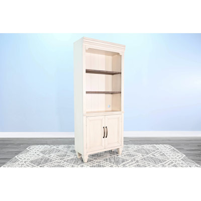 Barnie Bookcase Cabinet With 3 Open Shelves, Brown White Mahogany Wood
