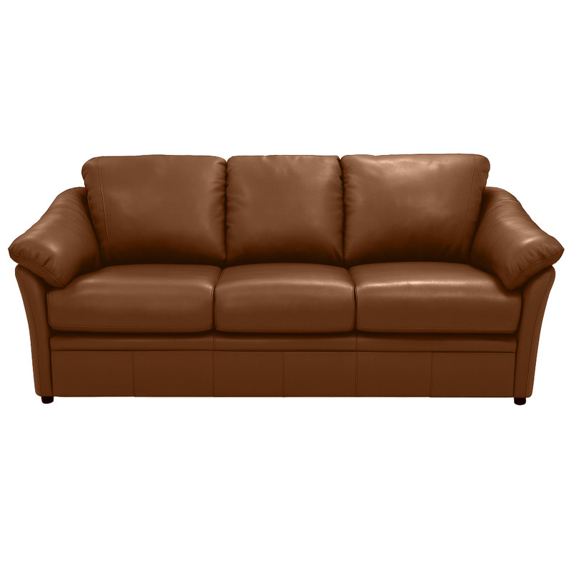 Ramdev Top Grain Leather Sofa Bed with Cushioned Back and Pillow Top Arm, Cedar