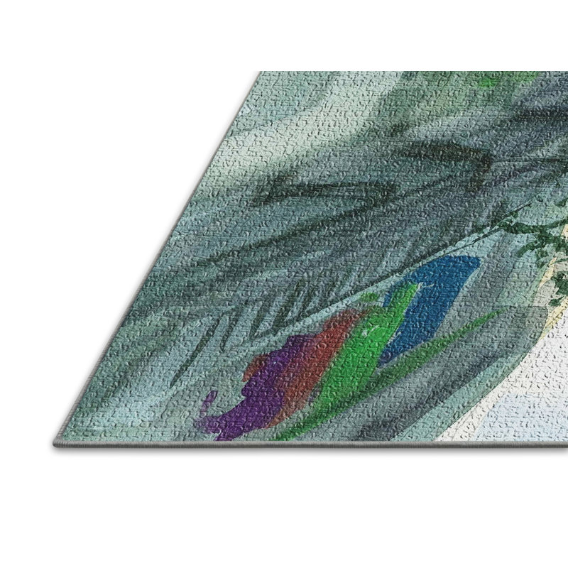 Tapis bleu foncé aquarelle, Rectangle 2 pi x 3 pi