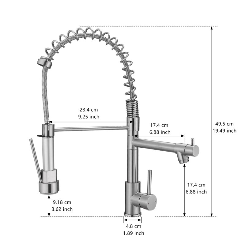 Stainless Steel Kitchen Sink Faucet, Pull Down , Brushed Nickel Plating, Long-Term Use Commercial Tap, Steel, Nickel, Space Layout