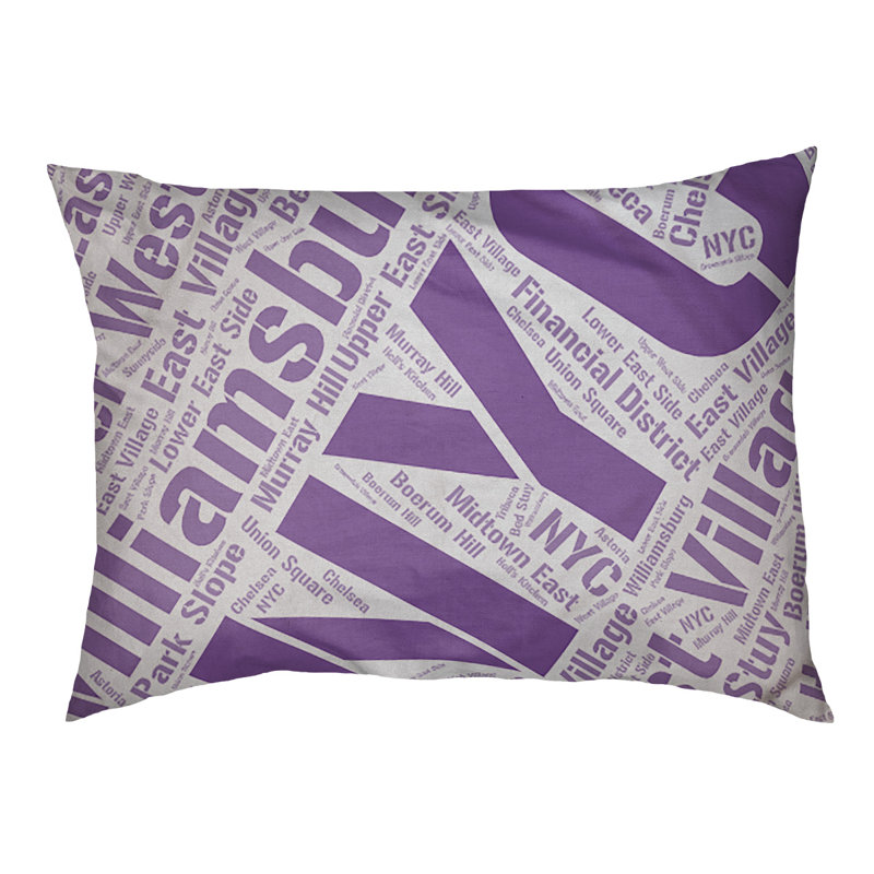 Coussin de chien « districts », Grand (l 40 po x P 30 po x H 14 po), Mauve, New York