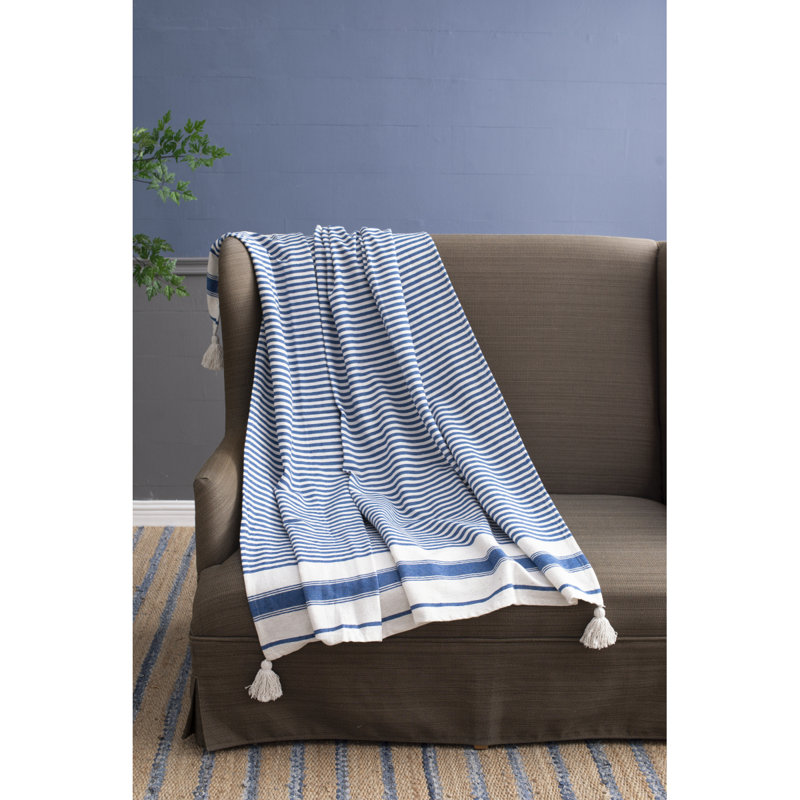 Jeté 50 x 60 po rayé bleu Brighton, paquet de 2