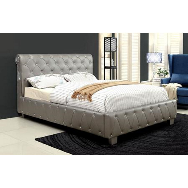 Murdoch Vegan Leather Bed, California King, Silver