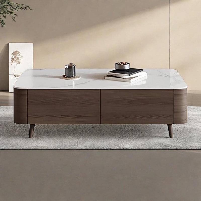 Table basse en noyer, H 17,70 po x L 55,10 po x l 31,50 po