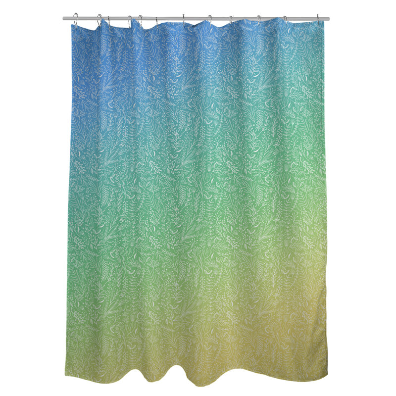 Rideau simple à motif floral ditsy classique, Bleu / Vert / Jaune