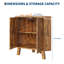 Armoire d'angle 31,5 po avec portes, tablette de coin cannelée industrielle à 3 niveaux avec tablette réglable, table de bout triangulaire autoportante pour le salon, la chambre à coucher, la cuisine, la salle de bain, brun