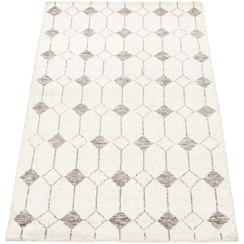 Tapis en laine à la main one-of-kind-noué la 2010 crème 4 pi 11 po x 8 pi Grogan