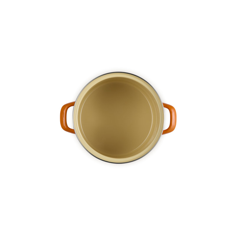 Le Creuset Enamel-On-Steel Stockpot With SS Knob, 10 Qt., White, Orange, 6 quarts