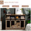 Niche pour chien en chêne avec portes coulissantes et espace de rangement, 47 po x 23,5 po, 35 caisses, grand espace de rangement et look moderne, 47 po x 23,5 po x 35 po