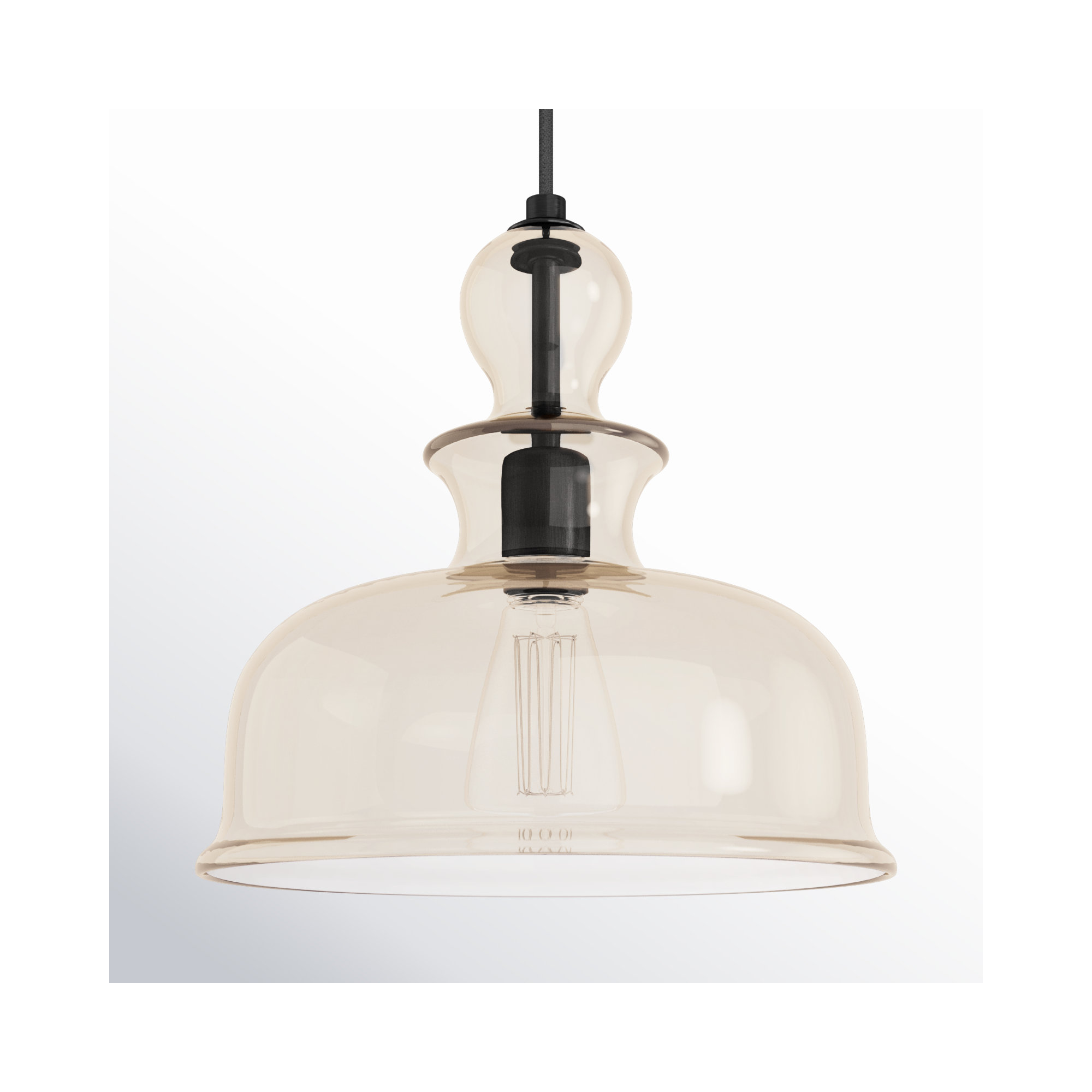 Tilden Single Light Glass Dimmable Pendant, Antique Bronze, Champagne