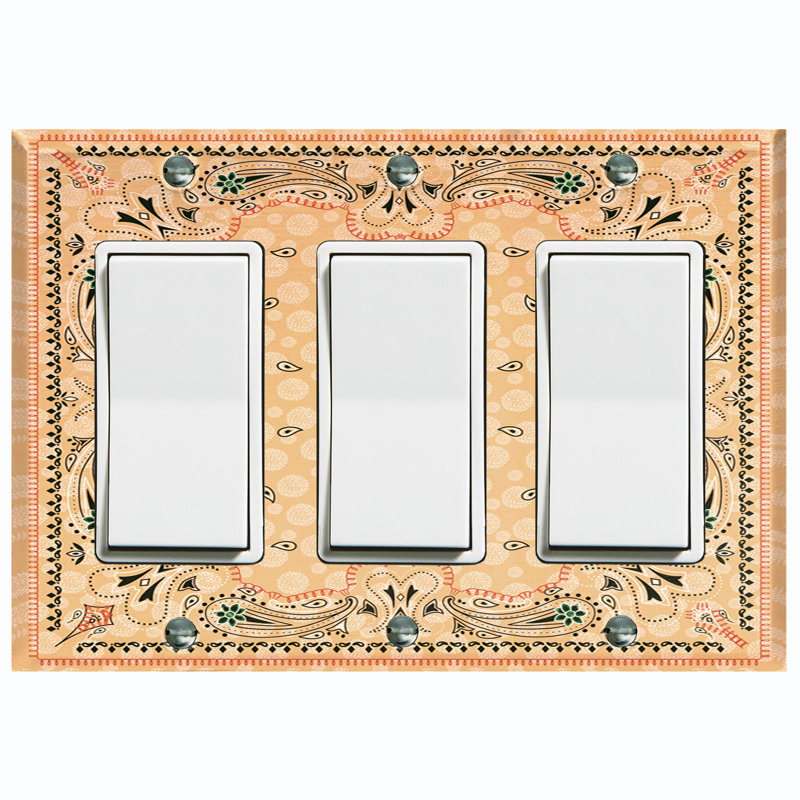Patterned 3 - Gang Toggle Light Switch Standard Wall Plate, Tan