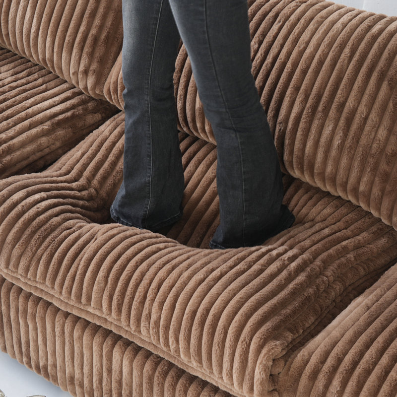 Canapé modulaire réversible en U 11 pièces, Fausse fourrure brune