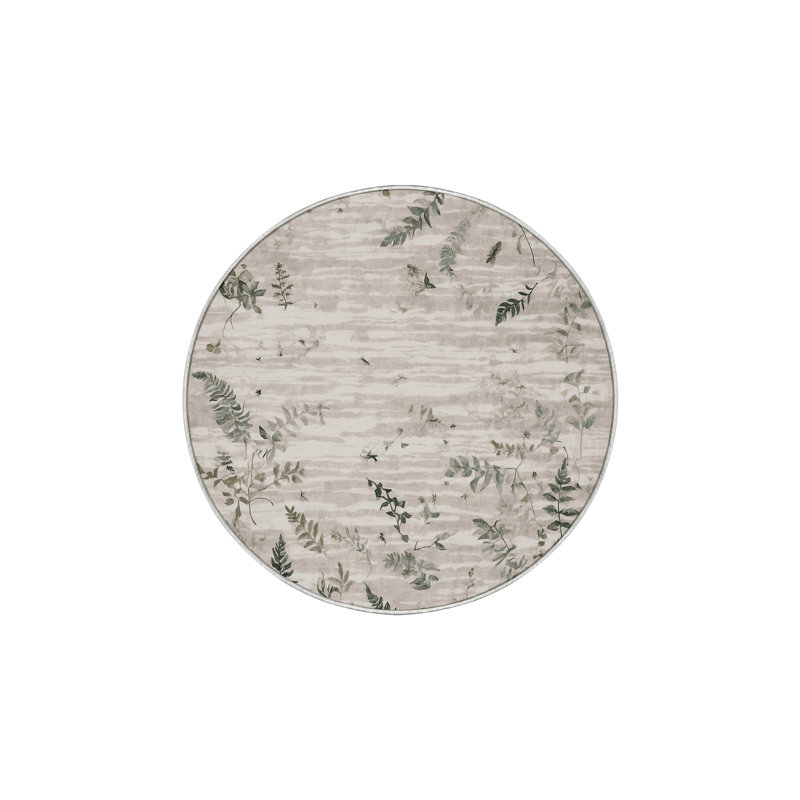 Machine Washable Beige Area Rug, Round 6'