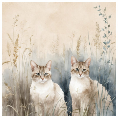 Deux couvertures de chats dans l'herbe