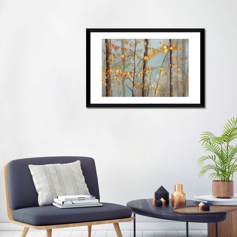 " Delicate Branches " Oil, 16" H x 24" W x 1" D, Black Framed Fine Art Paper, White