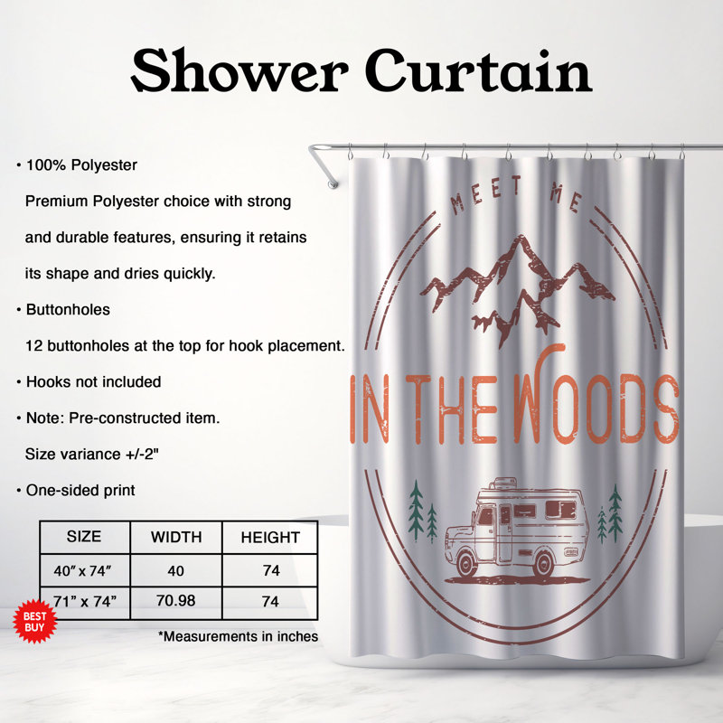 Rideau de douche d'extérieur 1 pièce, H 74 po x l 71 po