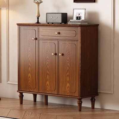 Walnut Solid + Manufactured Wood Shoe Storage Bench