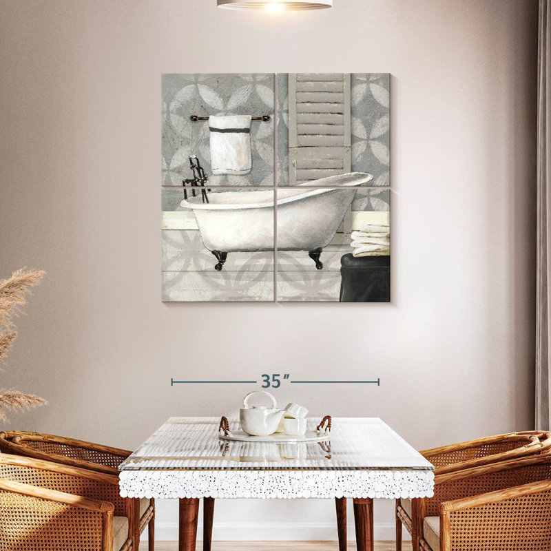 Lilie Grey Bath I, 38" H x 38" W