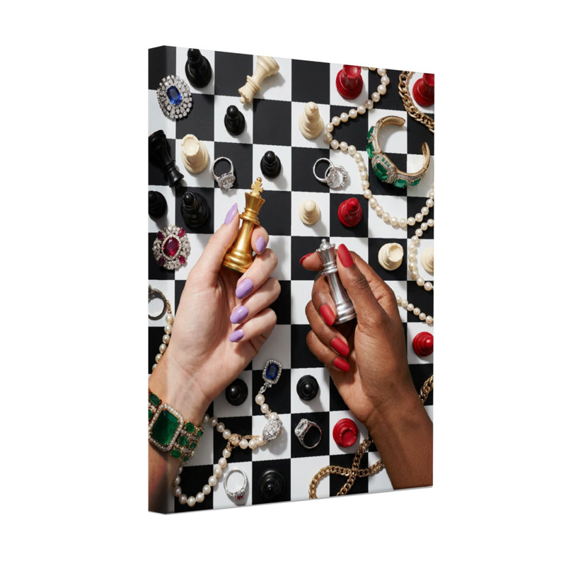 Abstrait échiquier, bijoux, mains, mode, H 18 po x l 12 po
