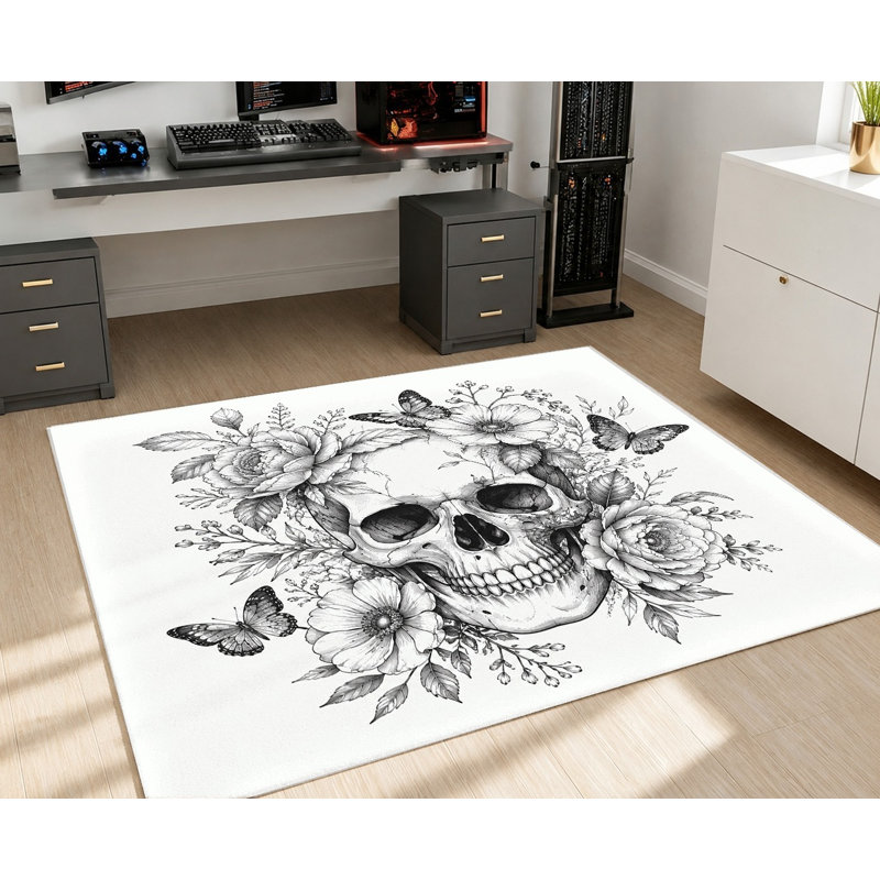 Tapis Skull, Rectangle 3 pi 11 po x 2 pi 7 po (120 x 80 cm)